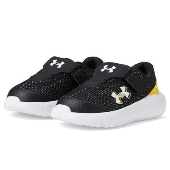 Under Armour Infant Boys Surge 4 Shoe Black Taxi White Size 5K - Picture 1 of 1
